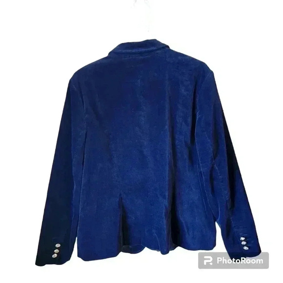 C. Wonder Jacket Velvet Lined Blazer Navy Blue 81893 Size 14 - Picture 2 of 10